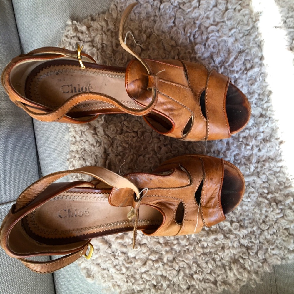 Beautiful summer Chloè tan wedges size 39 -